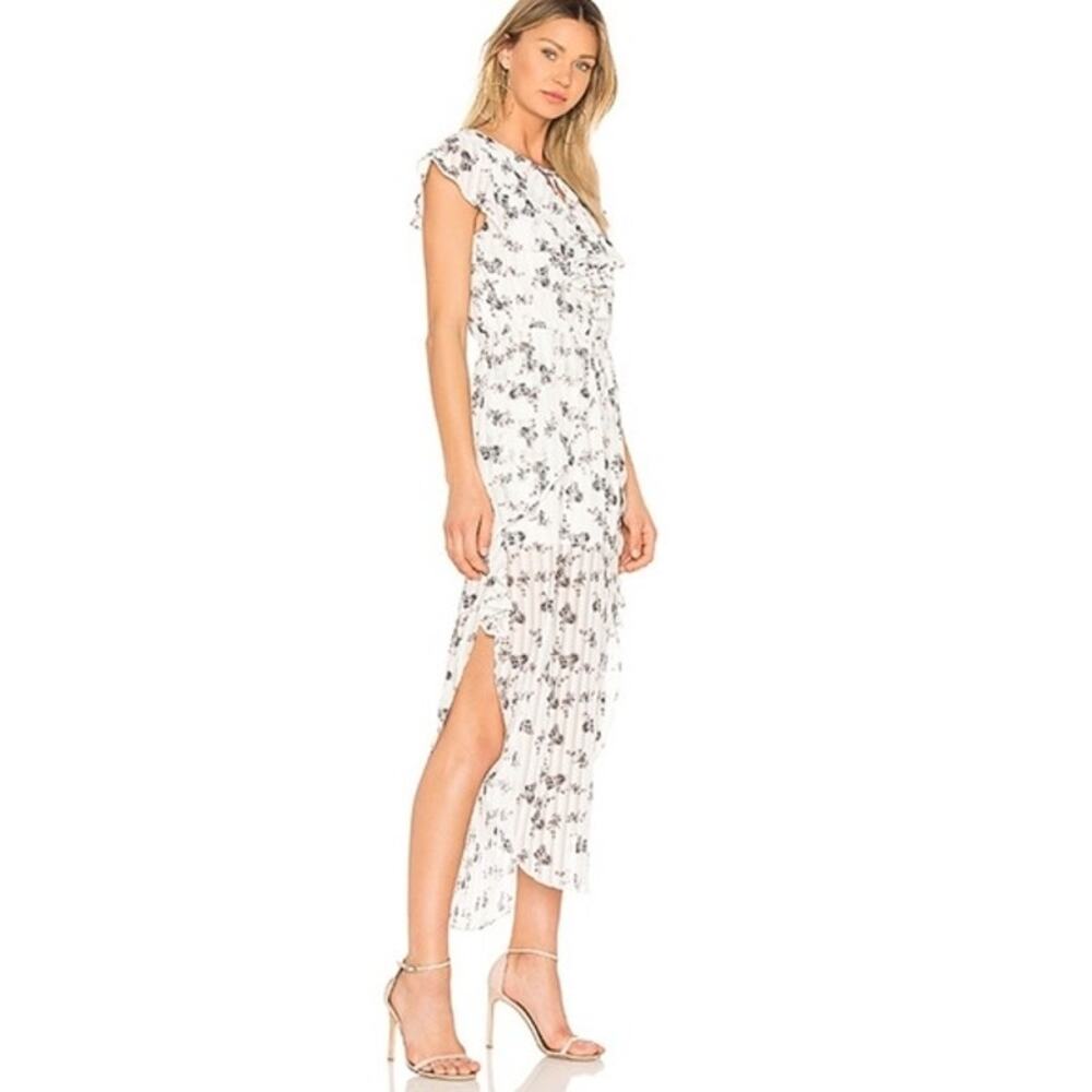 Elliatt Womens Sheer Flora Bloom Maxi Fluncy Ruffled Dress White Pink Size Small